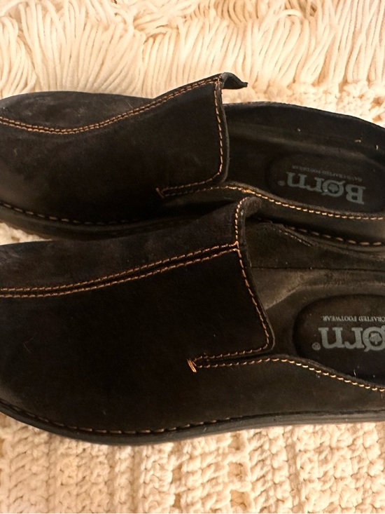 Born Other - Born Men's Black Distressed Suede Slip-On Loafers with Contrast Stitching